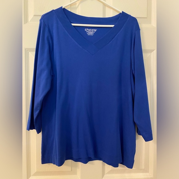 Chico’s V-neck Pima cotton 3/4 length sleeve tee - Picture 1 of 10